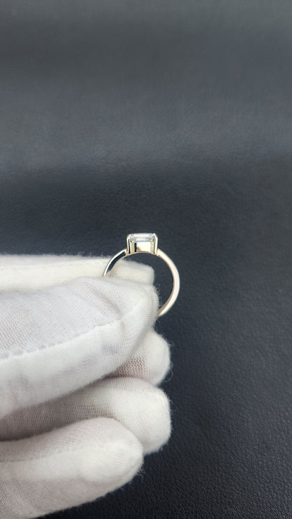 1ct Emerald-cut Lab Diamond WG Engagement Ring