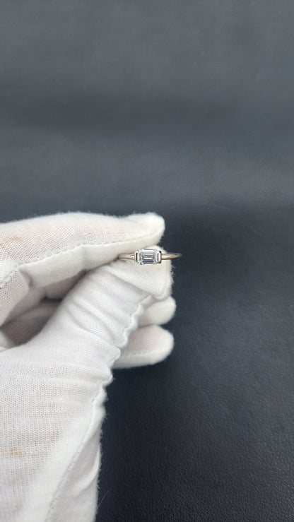 1ct Emerald-cut Lab Diamond WG Engagement Ring